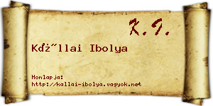 Kállai Ibolya névjegykártya